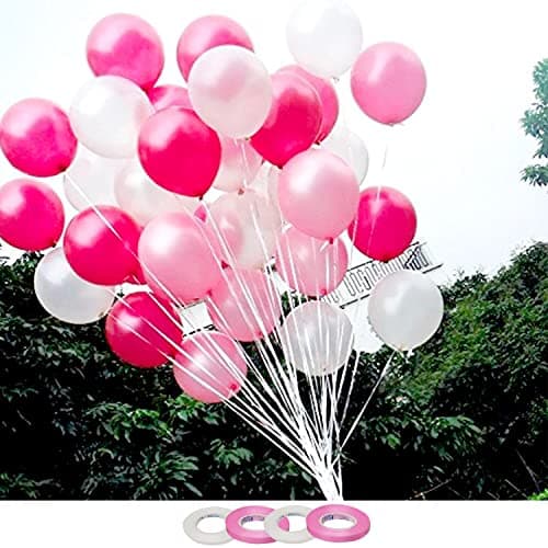 AMFIN Metallic Balloons Red White & Pink for Birthday Decoration (Pack of 100)