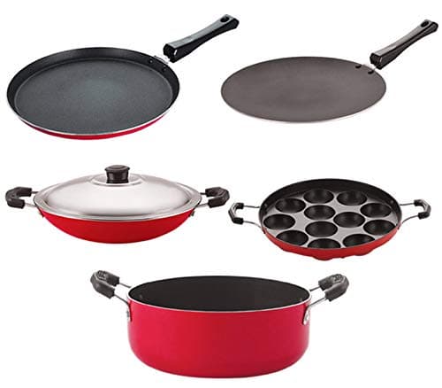 Nirlon Odor Free 3 Layer Non Stick Coating Cookware Gift Item Set of 5 Pieces with Bakelite Handle26mm_CT12_AP12_AC_Cass22_FT12