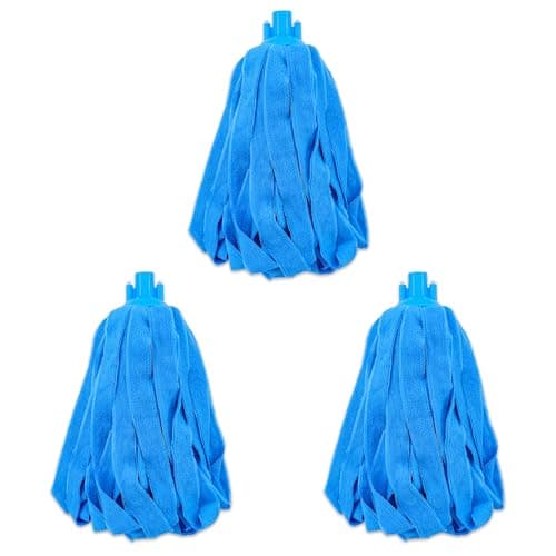 Microfiber Cloth String Mop Head Refill, Loop End Screw On Mop Head Compatible with All Standard US Threading Pole (Acme 3/4 inch Thread) – (3)