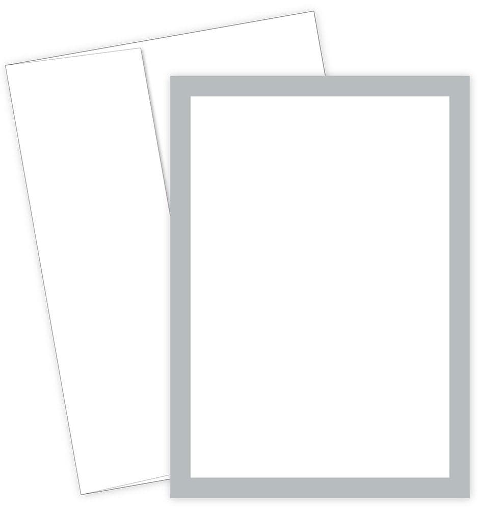 Great Papers Metallic Silver Border Flat Card Invitation with Envelopes 55x775 20 Count 152678