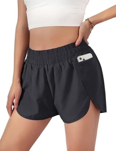 Blooming Jelly Womens Quick-Dry Running Shorts Sport Athletic Active Workout Shorts with Pockets 1.75" (Large, Black)