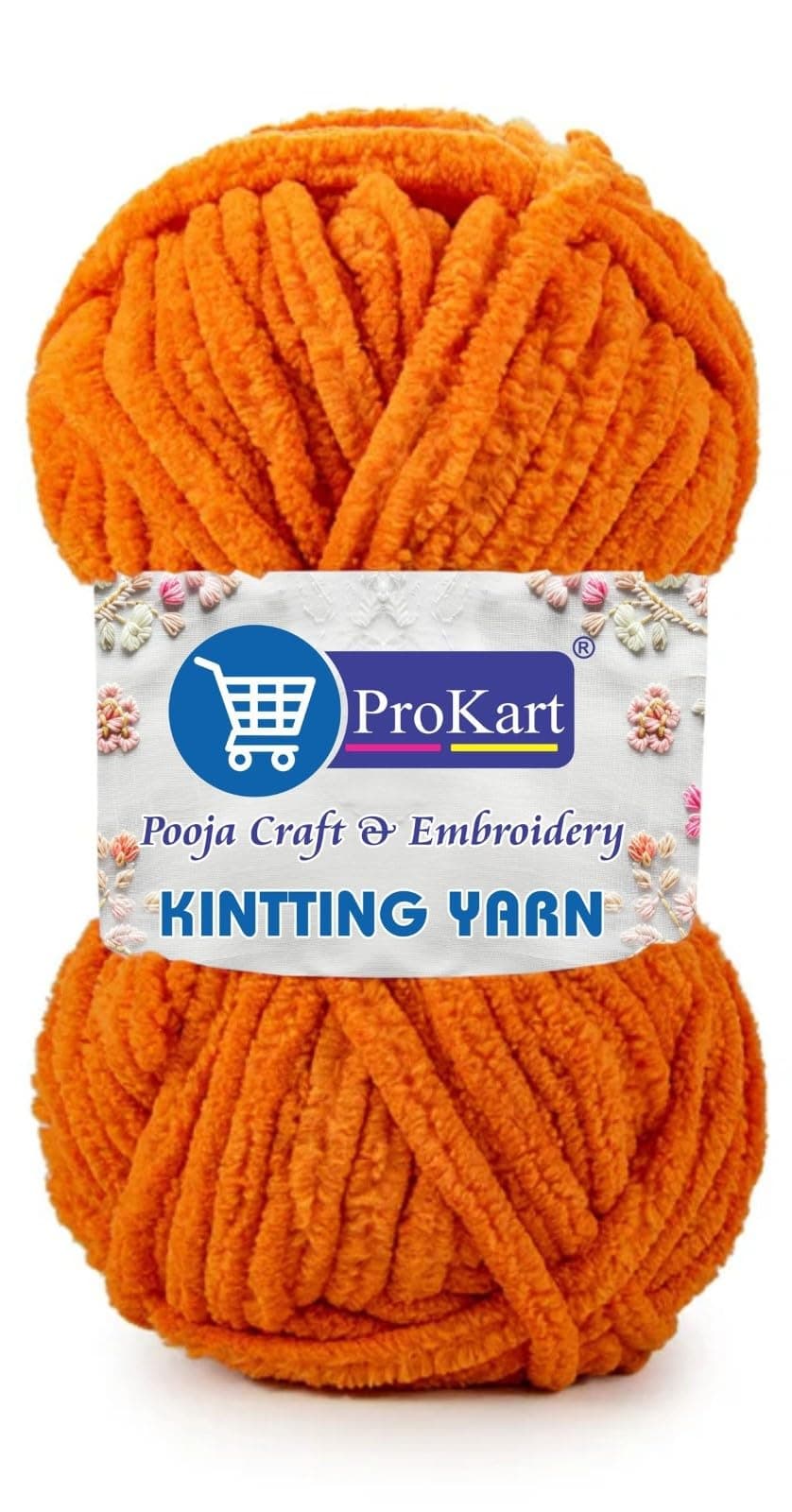 ProKart Premium Blankie Wool, Plush & Cuddly, Chenille Yarn Supersoft Hand Knitting Wool Ball | Blanket Thick/Mottu Yarn Ball Suitable for Hand Knitting and Crocheting (Bright Orange, 100gms x 1 Pack)
