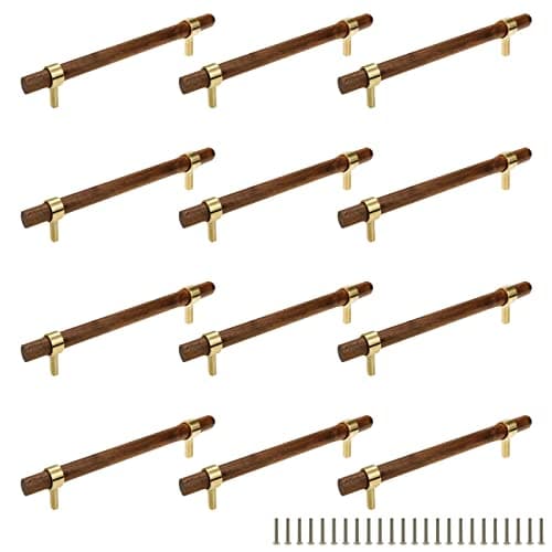Tsnamay Drawer 866220mm Pulls Brass Walnut Kitchen Wardrobe Cabinet Hardware Pull Handle with Screw 12Pcs