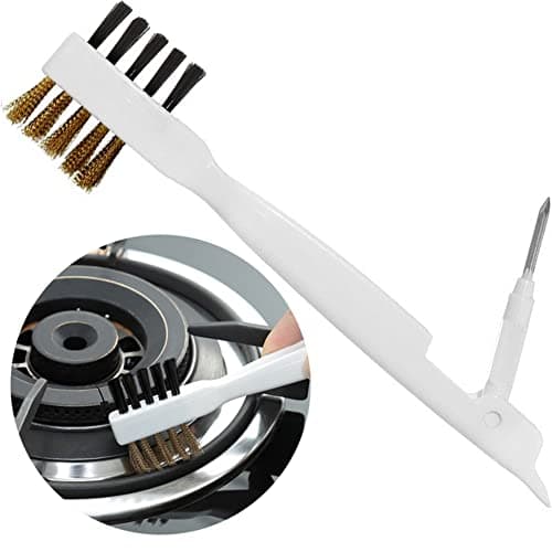 Kitchen Cleaning Scrub Brush - Deep Gas Stove Brass Wire Brushes with Stiff Bristles & Cooktop Scraper, Scrubber for Range Hood Grease Grime, Rust Cleaner for Pot Pan, Household Cleaning Tools