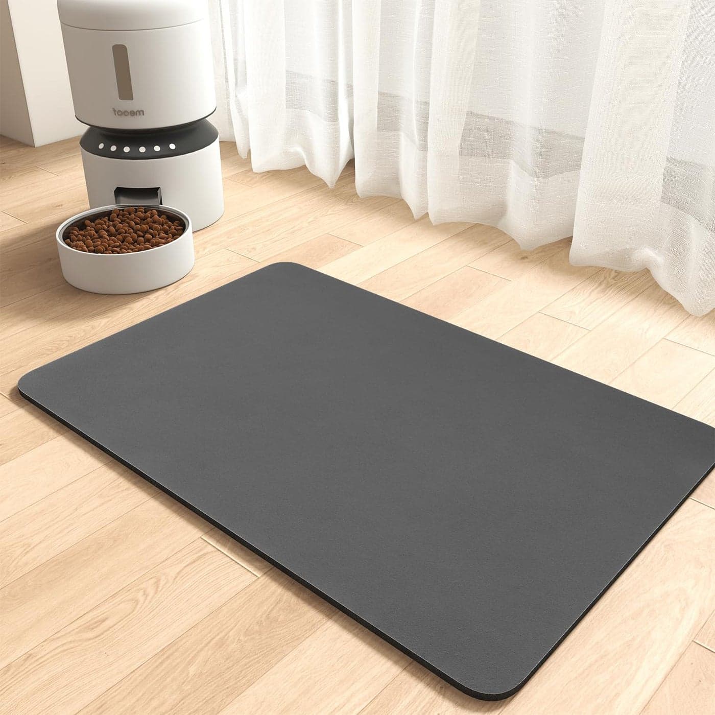 MontVooAbsorbent Pet Feeding MatNo Stains Pet Mat for Food and Water BowlQuick Dry Cat Dog Food Mat Water Dispenser MatPet Supplies MatDog Water Bowl Mat for Messy Drinker Dark Grey