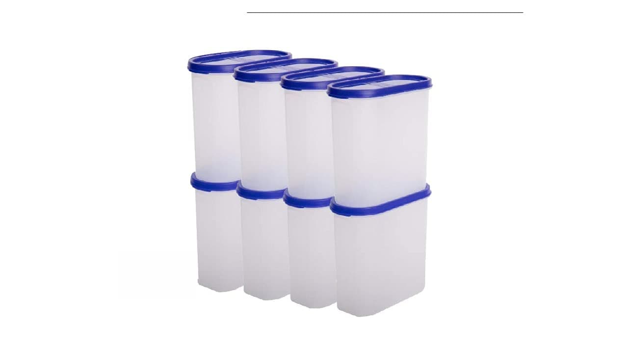 Urmila Plastic® Modular Plastic Storage Container for kitchen Set, 1800ml, (7.6 Cup/60.9 Oz) (Blue, Pack of 8)