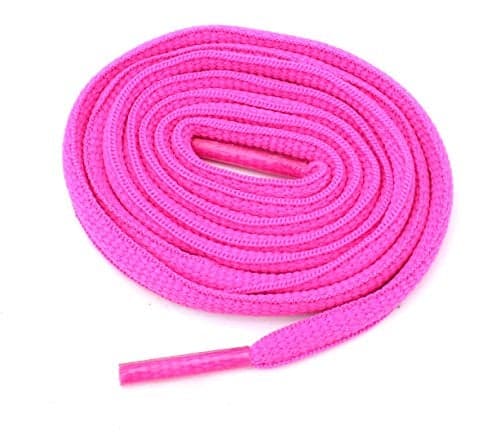 BCB Wear Oval Athletic Shoelaces 1/4" Thick Solid Colors for All Shoes Several Lengths (Hot Pink-54)