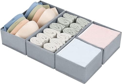 FLYNGO Cardboard Foldable Drawer Organizer Clothes Organiser For Wardrobe, Closet Cubes Storage Box Socks, Bra, Tie, And Scarves, Set Of 4 (Beige clothing)