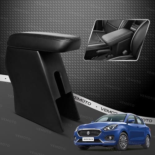 VEMOTO™ 2.0 High-End Car Center Armrest with Storage Compartment and Ultimate Comfort for Maruti Dzire (All Models From 2017-2025) (Black)