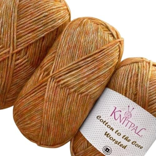 Cotton to The Core Worsted Weight Yarn for Crocheting 3Pack 654Yds 300G Free Patterns Beginners Friendly Soft Cotton Yarn for Knitting 4 Medium Worsted Weight Golden Yellow