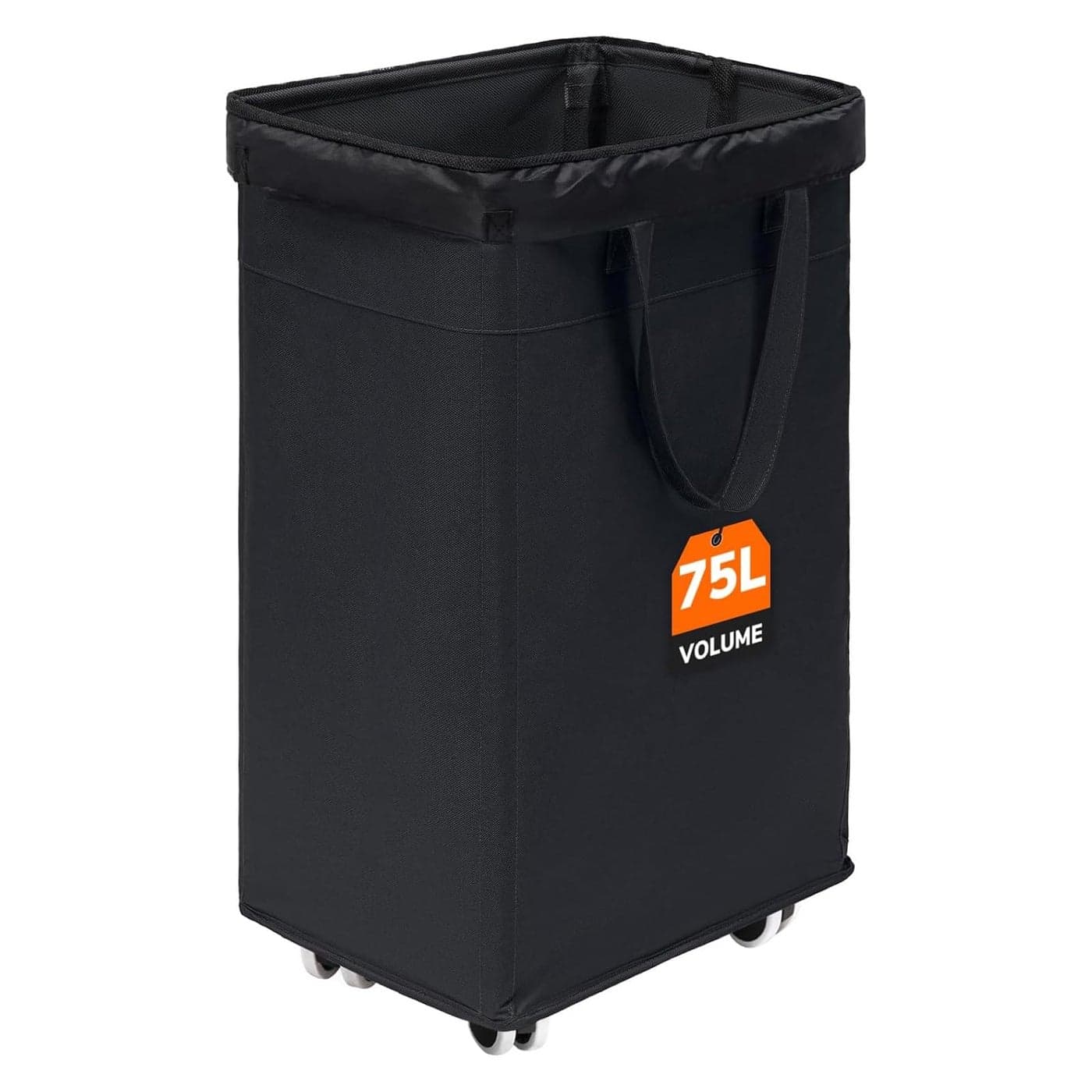 CHICVITA 75L Slim Laundry Hamper with Wheels and Removable Wash Bag Black Rolling Basket with Handle for Laundry Room