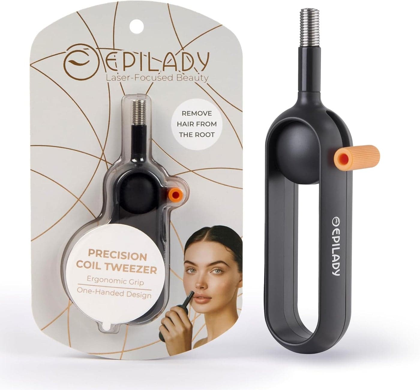 Epilady Precision Coil Tweezer Manual Facial Hair Remover for Women Stainless Steel Spring Hair Removal Tool for Upper Lip Chin Face Ergonomic OneHanded Design