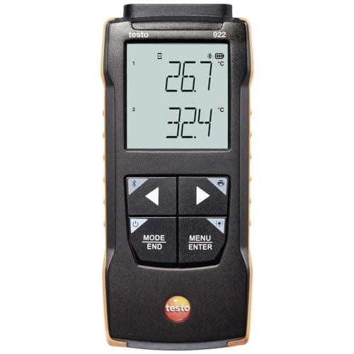 Testo 922 Digital Thermometer for Differential Temperature - Dual K Type Thermocouple for up to 1832 F - HVAC With App Compatibility