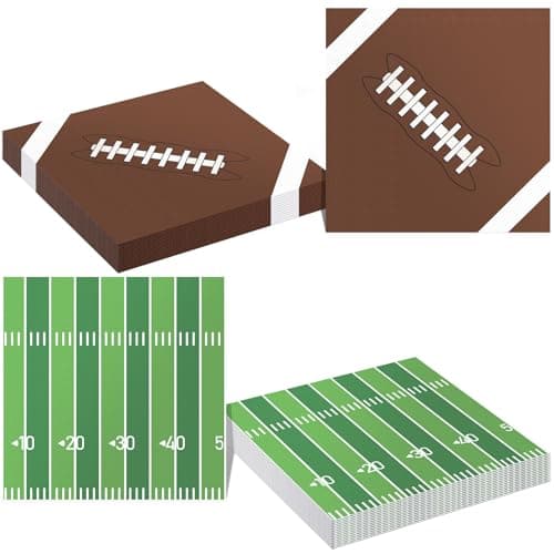 Football Birthday Party Decorations, 50 Pack Disposable Paper Football Napkins, Football Theme Party Favors Supplies Superbowl Decorations Tailgate Table Decor Football Pattern Field Cocktail Napkins