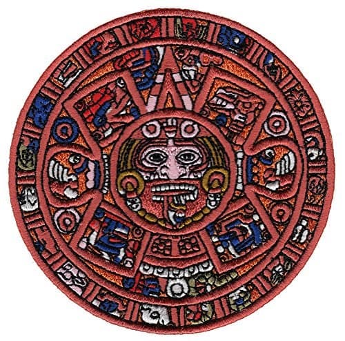 Aztec Mayan Doomsday Calendar IronOn Embroidered Piedra Del Sol Sun Stone Patch