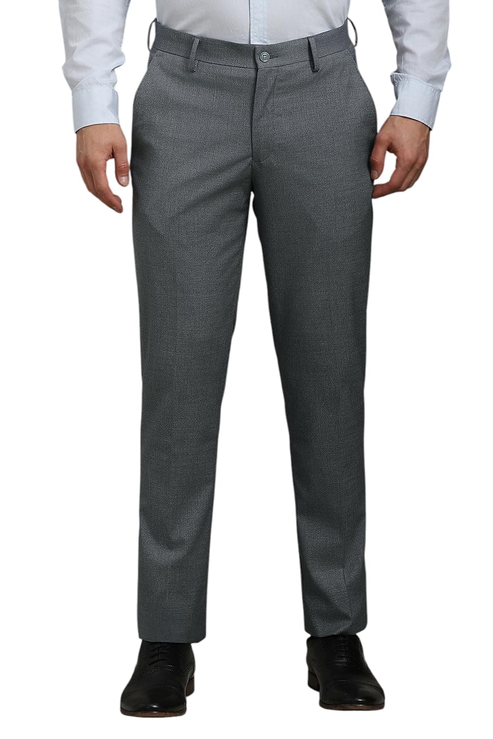 Louis Philippe Men Mid Rise Slim Work Utility Pants (LPTFMSLBZ37881_Grey, 34