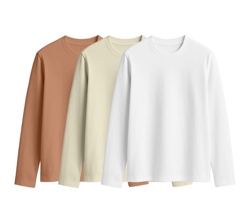 JUNEBERRY® Cotton Round Neck Regular Fit Plain Solid Full Sleeve T-Shirt Combo for Women (Pack of 3) (PO3_JB_FS_WT_SW_CR_XL)