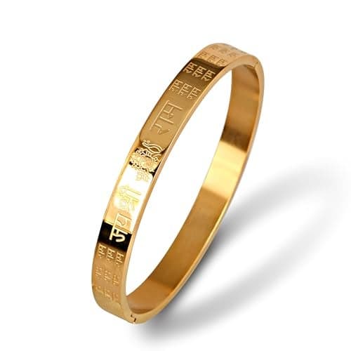 MEENAZ Bracelet for Men Stylish | Rose Gold Kada for men golden Aum Om Bracelets for Men Boys | Bracelet for Boys Stainless Steel Kadas 8 mm | Waterproof, Anti-tarnish,Rust free,Skin friendly 741