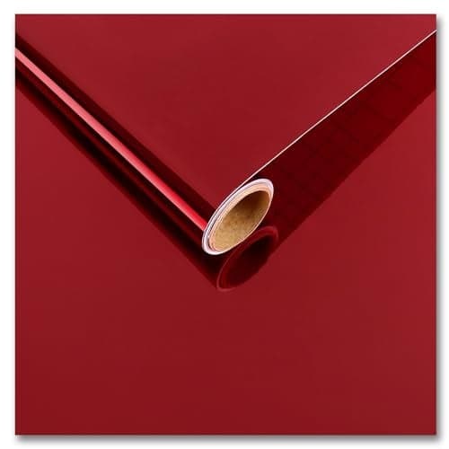 CRE8TIVE Glossy Red Metallic Mirror Wallpaper Peel and Stick Reflective Flexible Mirror Sheets Self Adhesive 12x80 Non Glass Red Wallpaper Vinyl Stickers for Crafts Bedroom Window Walls Decoration