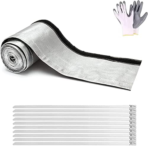 Heat Shroud Aluminized Sleeving Heat Shield Fuel line Wire Heat Sleeve for Ultimate Heat Protection Hose Wire Sleeving, 1/2" I.D.x 10FT with 10PCS Stainless Steel(304) Cable Metal Ties-Silver