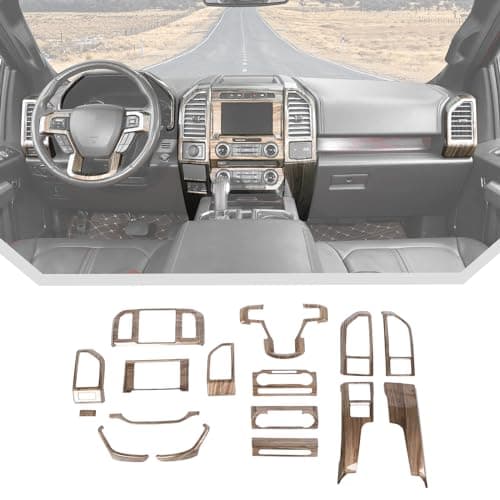 JeCar 16PCS Wood Grain Interior Trim Kit Fit for Ford F150 2015-2020 Interior Accessories