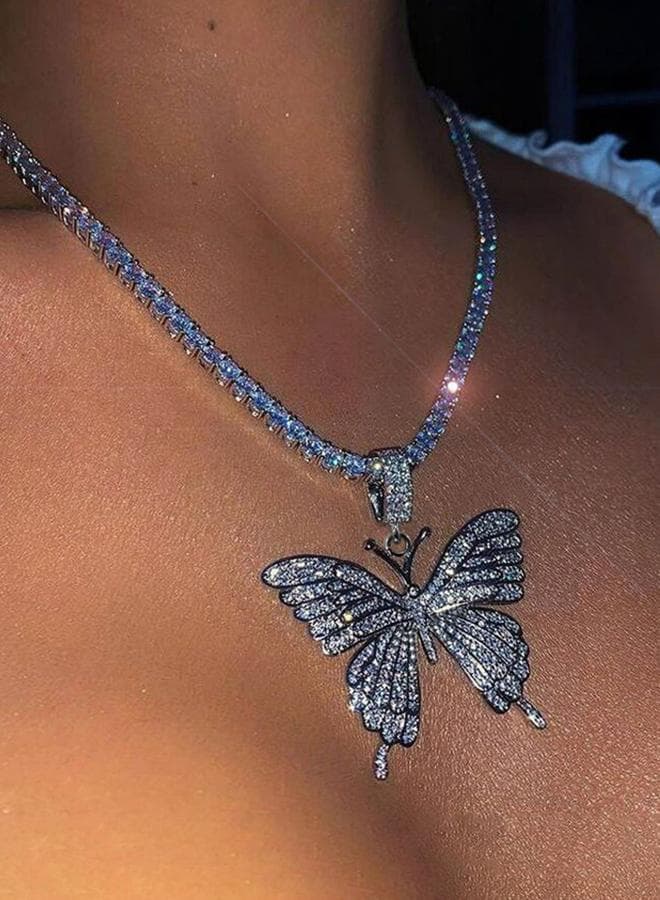 Rhinestone Butterfly Necklace