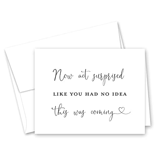 "Funny Bridesmaid Proposal Cards, Now Act Surprised Bridesmaid Proposal Cards - 8 Will You Be My Bridesmaid Cards and 2 Maid of Honor Cards (White Envelope)"