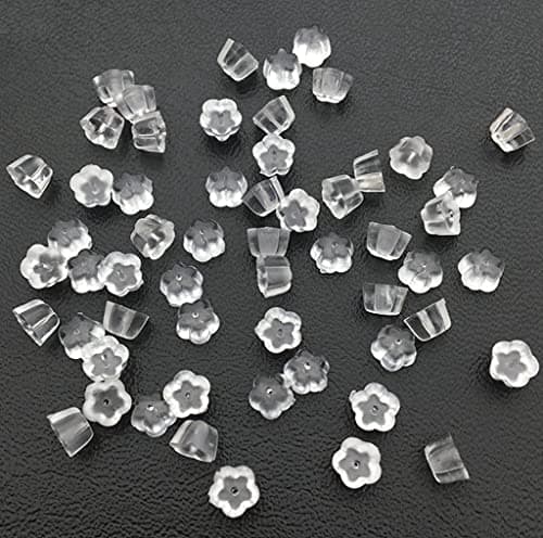 500PCS Silicone Earring Backs, Soft Earring Stoppers, Clear Earring Backs (500pcs Flower)