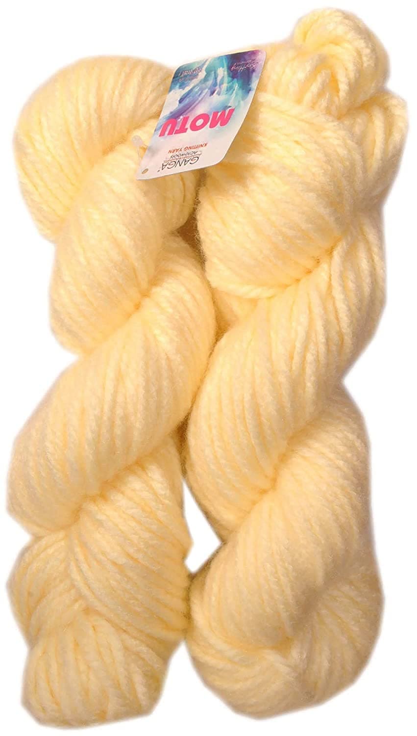 Ganga Motu Thick Chunky Wool Hand Knitting Yarn (Light Lemon) (Hanks-200gms)