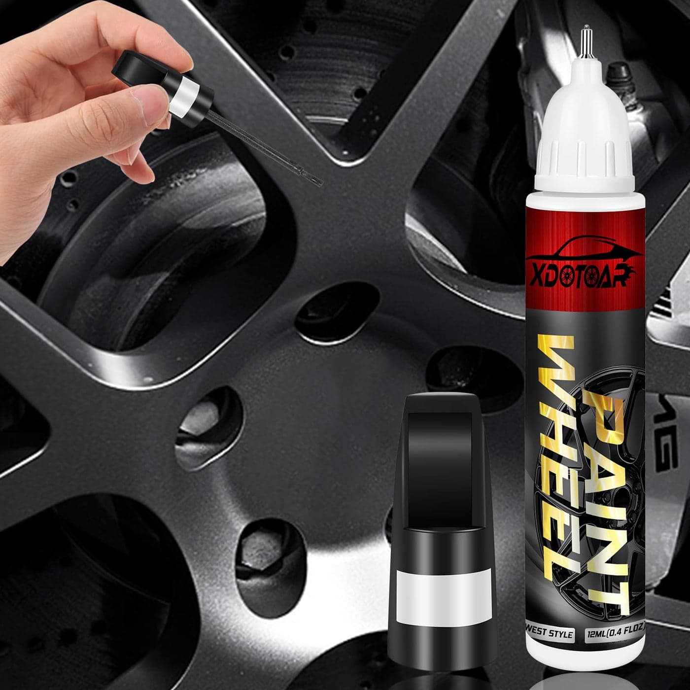 Dark Gun Gray Rim Touch Up Paint Efficient Car Wheel Scratch Repair for Tesla Model Y 3 X S Color Accurate Long lasting Adhension Quick Drying Easy to Use Two in One Resists Water Uv Rays