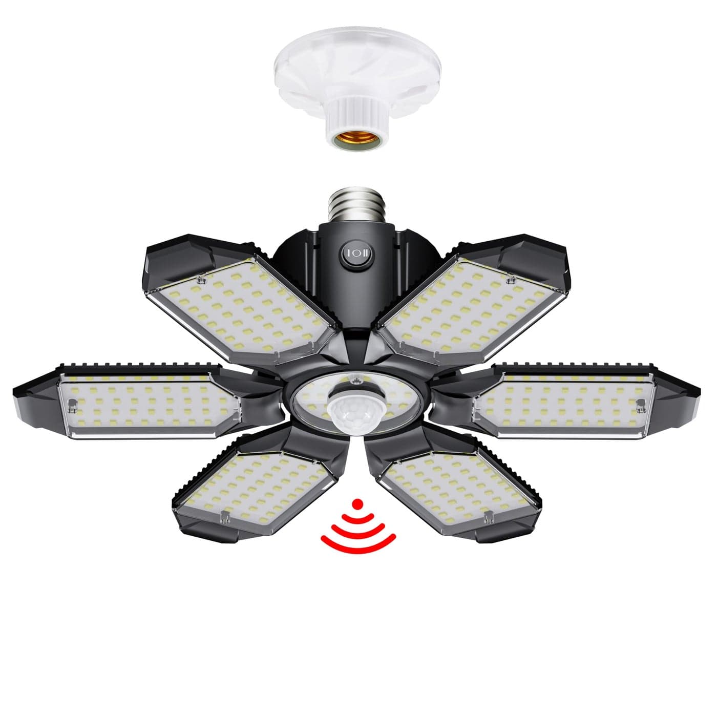 Craftersmark Motion Sensor Garage Light 20000LM 200W Garage Lights Ceiling Led Motion ActivatedMotion Light Indoor with Dusk to Dawn E26E27 Screw in Shop Light for Basement Barn Attic Warehouse