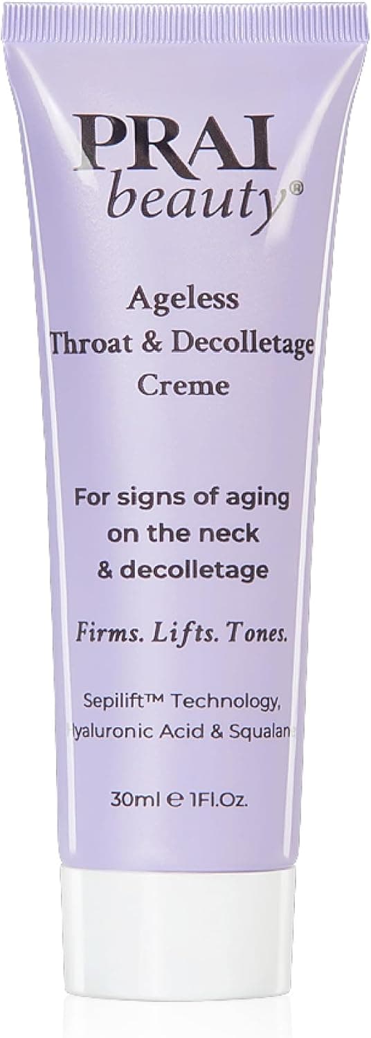 PRAI Ageless Throat Decolletage Creme 30ml AntiAgeing Collagen Boosting Skincare Cream Tightens Firms Skin Reduces Wrinkles Luxury Neck Moisturiser With Hyaluronic Acid 7 Day Results