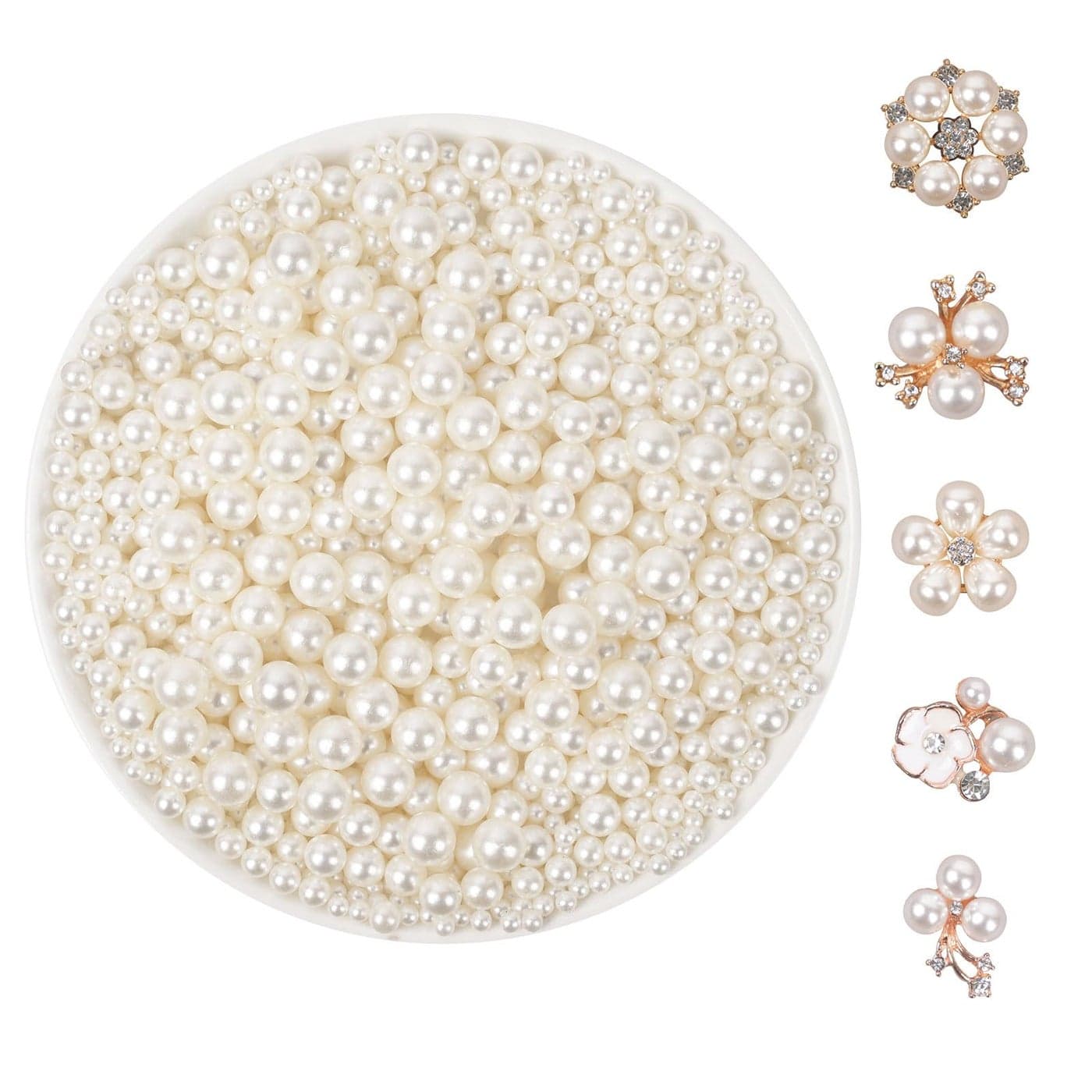 1200pcs 4 Sizes Small ABS Pearl Ivory No Hole Elegant Luster Mini Small Pearls for Crafts DIY Vase Filling Wedding Birthday Party Home Decoration 4mm 6mm 8mm10mm