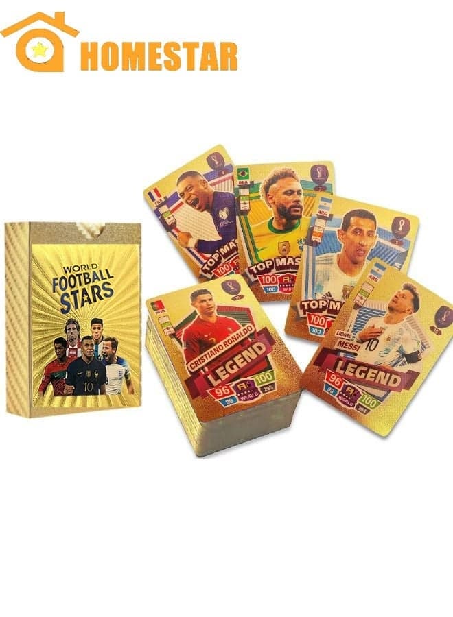 55 PCS Gold Foil World Football Cards, Soccer Trading Card, Gold Foil Cards, No Repetition