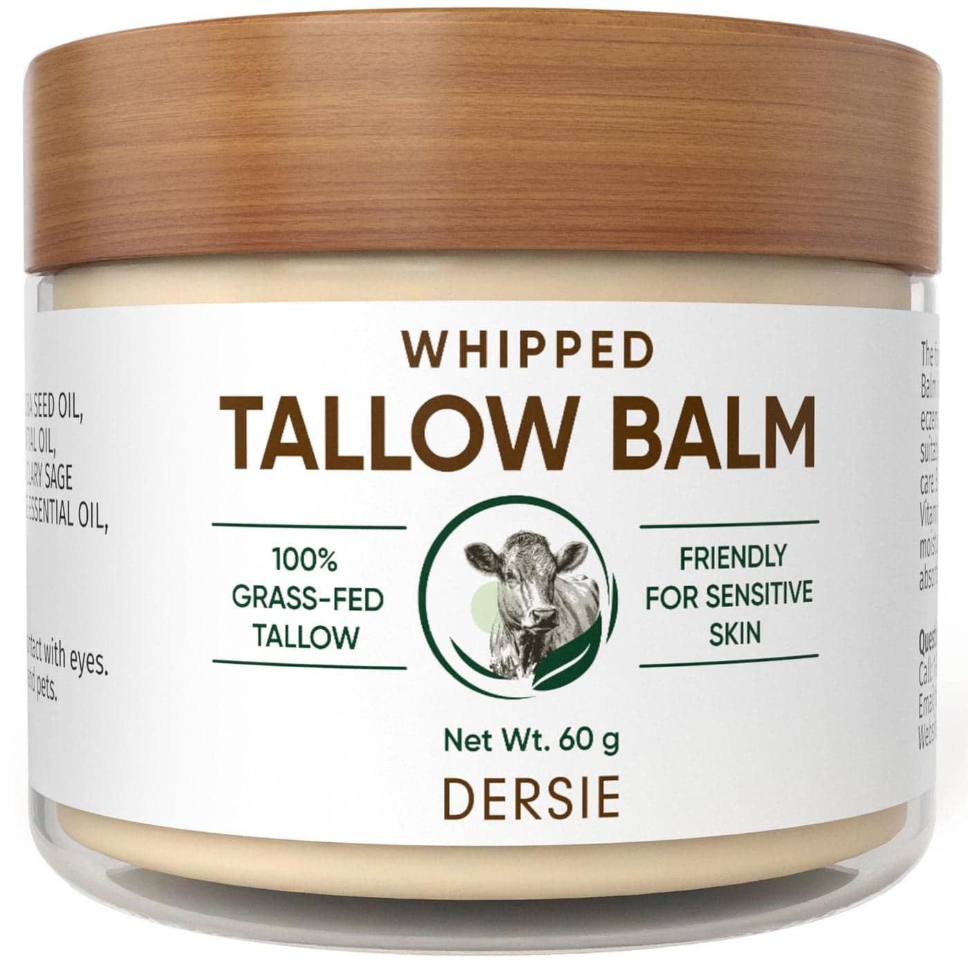 Dersie Whipped Tallow Cream 100 GrassFed Beef Tallow Cream for Deep Hydration Skin Barrier Repair Soothing Tallow Moisturizer for Face Body for Women Men Kids 21 oz