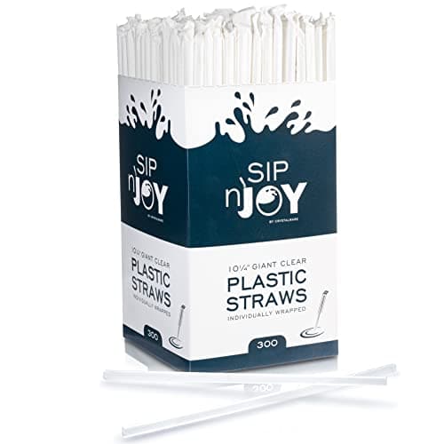 Plastic Giant Jumbo Straws Individually Wrapped 1014 Long 300 Box Clear 300 Box