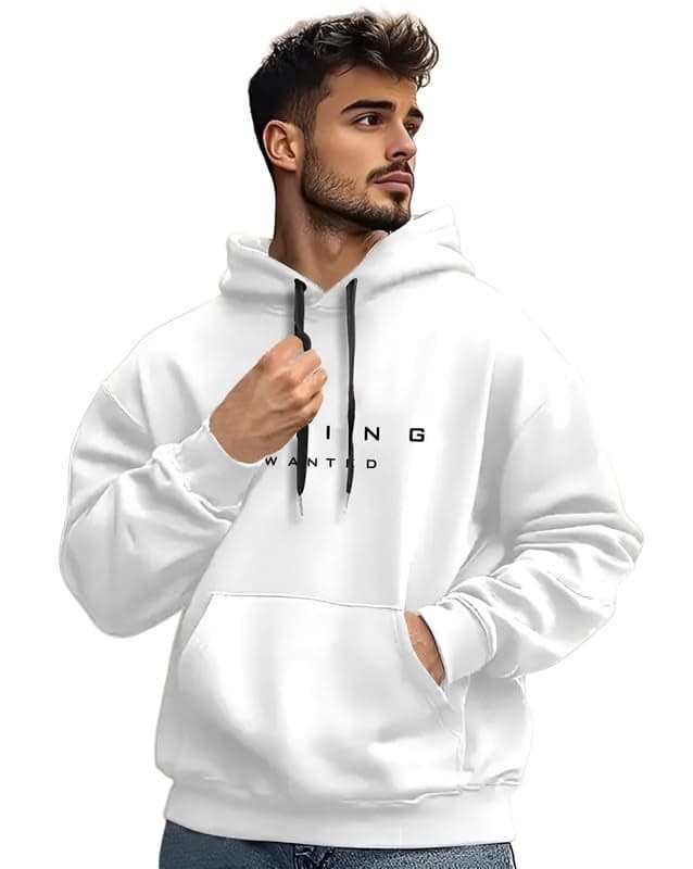 AUSK Oversized Hooded Sweatshirt for Man White