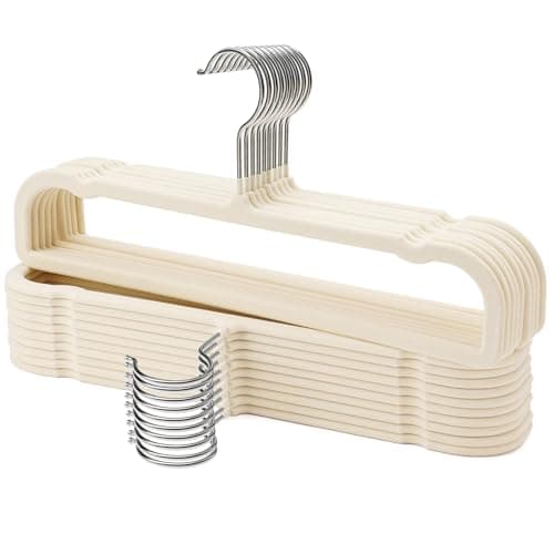 Uinicor Pants Hangers 30 Pack Velvet Pant Hangers,Heavy Duty Velvet Hangers for Pants,Jeans,Scarf,Towels,Tank Top,Coat.Closet Organizers and Storage(Beige)