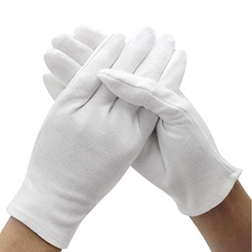 DH 12 Pairs White Cotton Gloves Soft mittens, Jewelry Inspection Stretchy Work Gloves-Large
