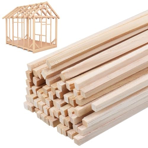 Yalikop 240 Pcs Balsa Wood Sticks 18 x 12 Square Wooden Dowels Rods Balsa Wood Strips Wooden Furring Strips Hardwood Sticks for Crafts DIY Supplies Projects Models Making