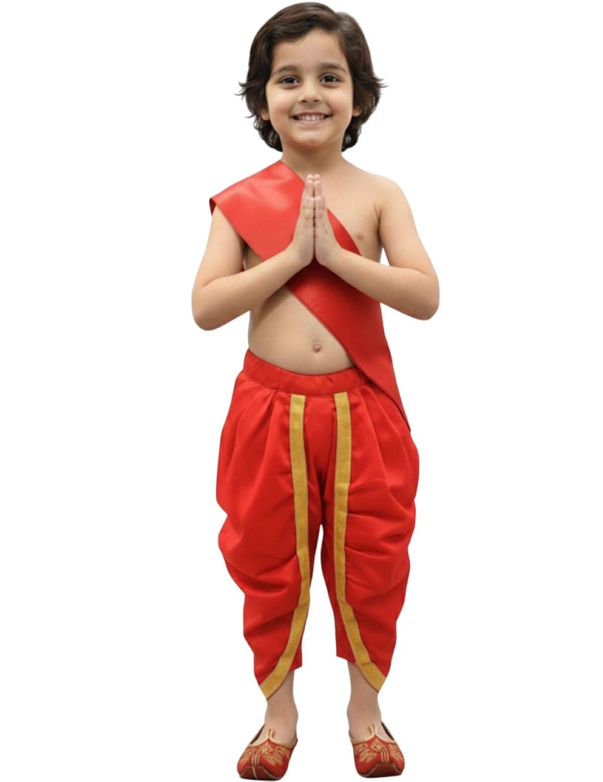 BookMyCostume Ramleela Costume for Kids|Ramayana Dress for Boys|Red Dhoti with Patka Indian Traditional Ramleela|Cultural Fancy Dress Costume for School Annual Function-Adult M