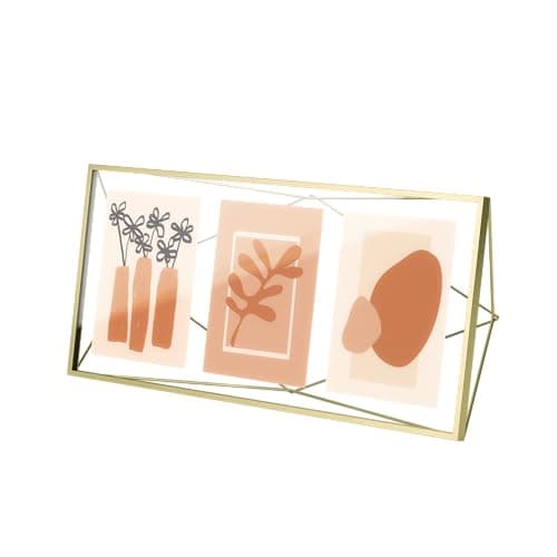 Umbra Prisma Picture Frame, Metal Photo Display for Desk or Wall, Multi, Brass