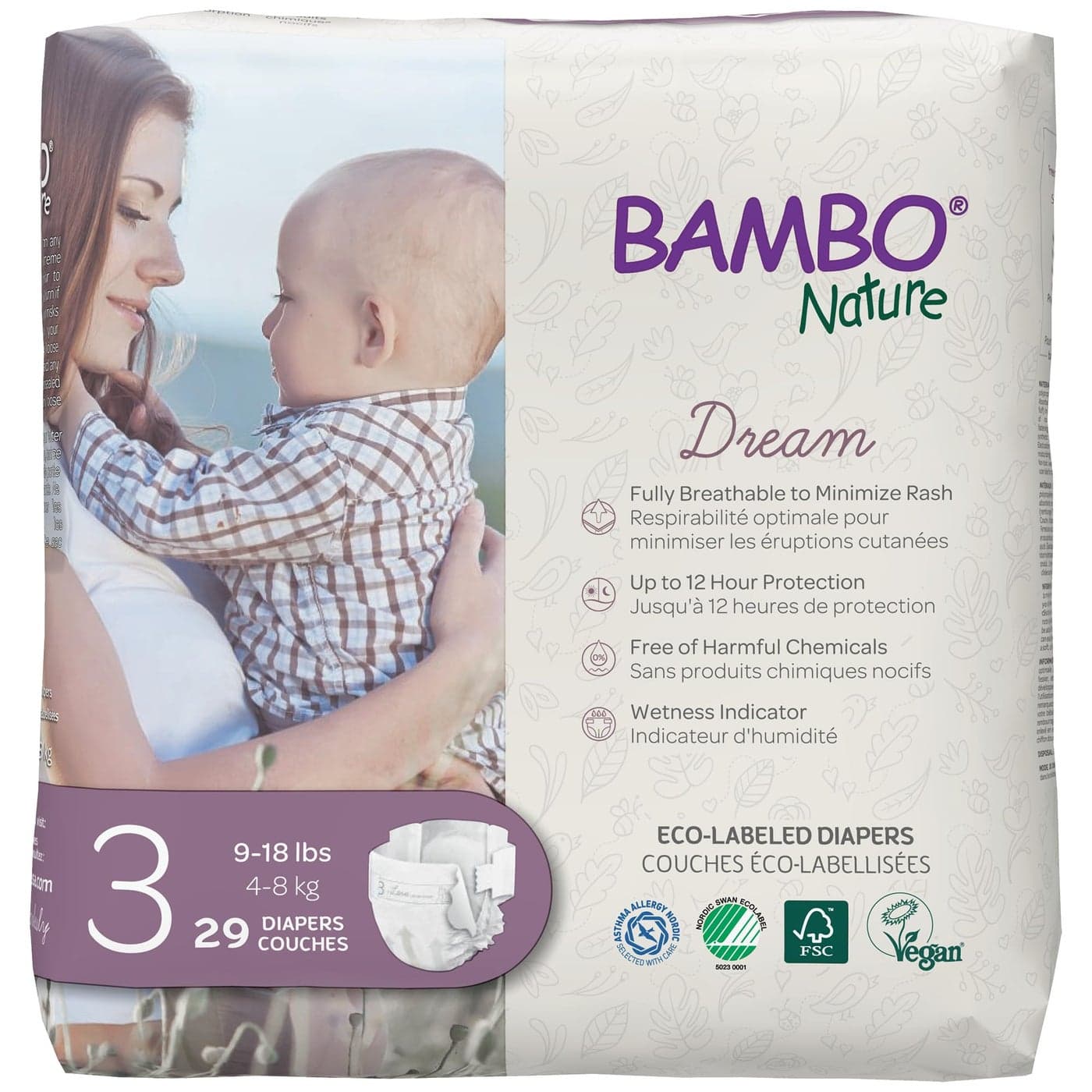 Bambo Nature Hypoallergenic Baby Diapers EcoLabelled Sustainable Diapers Enhanced Leakage Protection Totally Chlorinefree Skin Friendly and Super Absorbent Size 3 29 Count