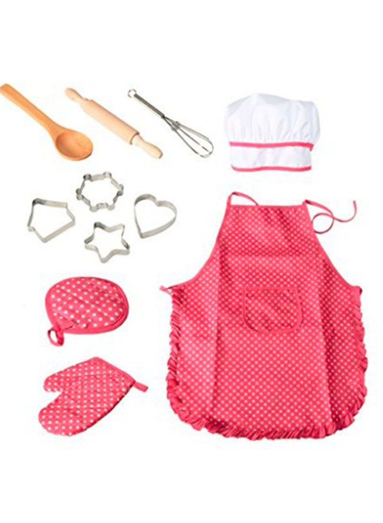 11-Piece Set Of Children'S Apron Cake Baking Cooking Tools Kitchen Toys Play House Cooking (Pink)