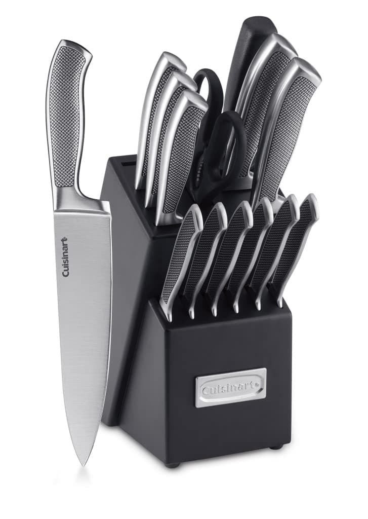 CUISINART Block Knife Set, 15pc Cutlery Knife Set with Steel Blades for Precise Cutting , Lightweight, Stainless Steel, Durable & Dishwasher Safe,C77SS-15P