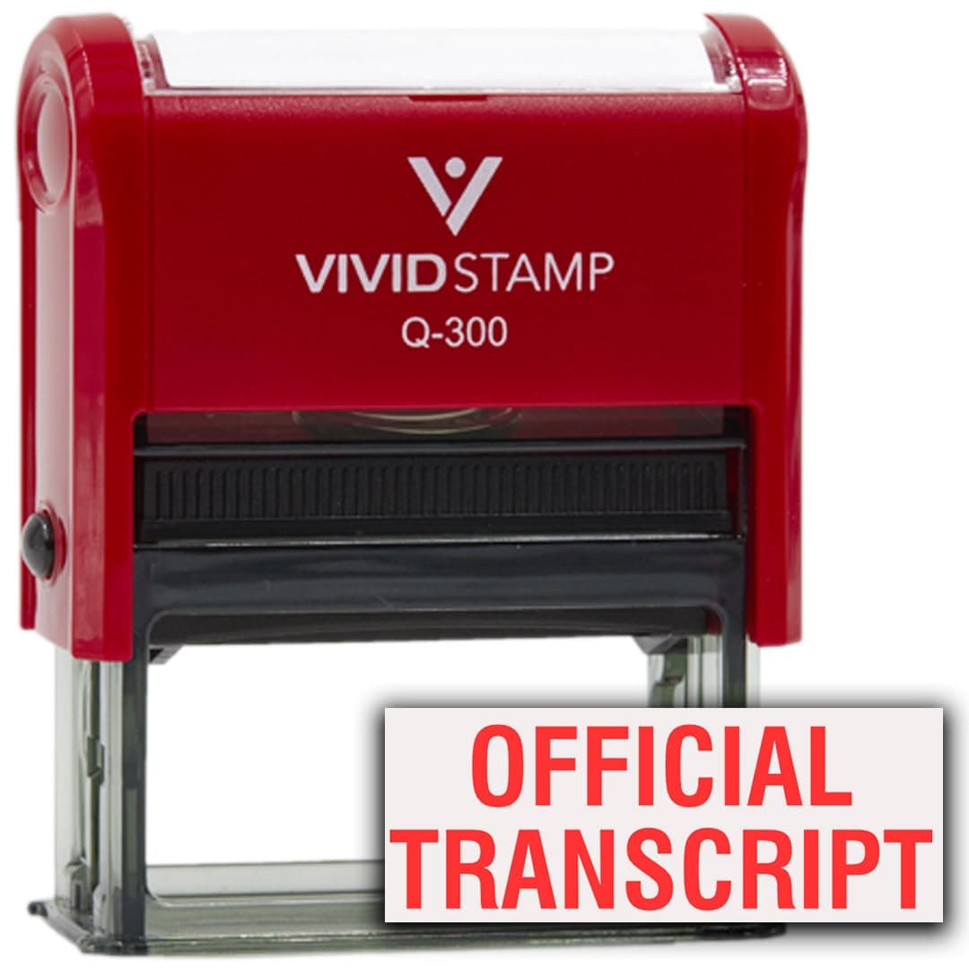 Official Transcript Self Inking Rubber Stamp Red Ink Medium