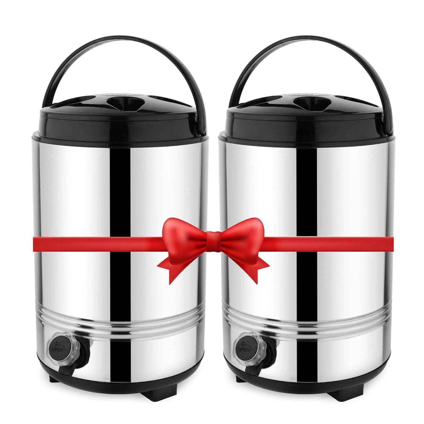 JSI Pack of 2 Stainless Steel Insulated Water Containers 10 Liter Capacity Each PUF Insulated Thermosteel Water Campers Handle Versatile Hot and Cold Water Dispenser for Home Office Kitchen