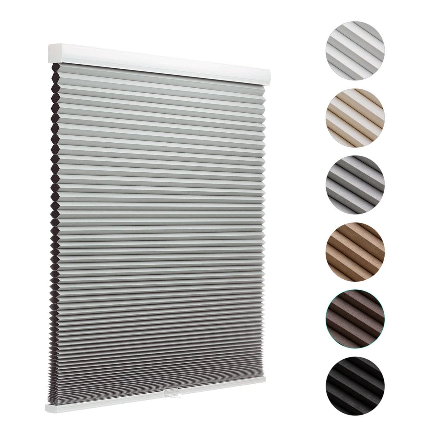 MYshade Blackout Cordless Cellular Shades Honeycomb Shade for Indoor Windows Room Darkening Blinds for Home Office Pull Down Window Shades Easy to Install 34 inch Wide H72 Grey Pleated Shade