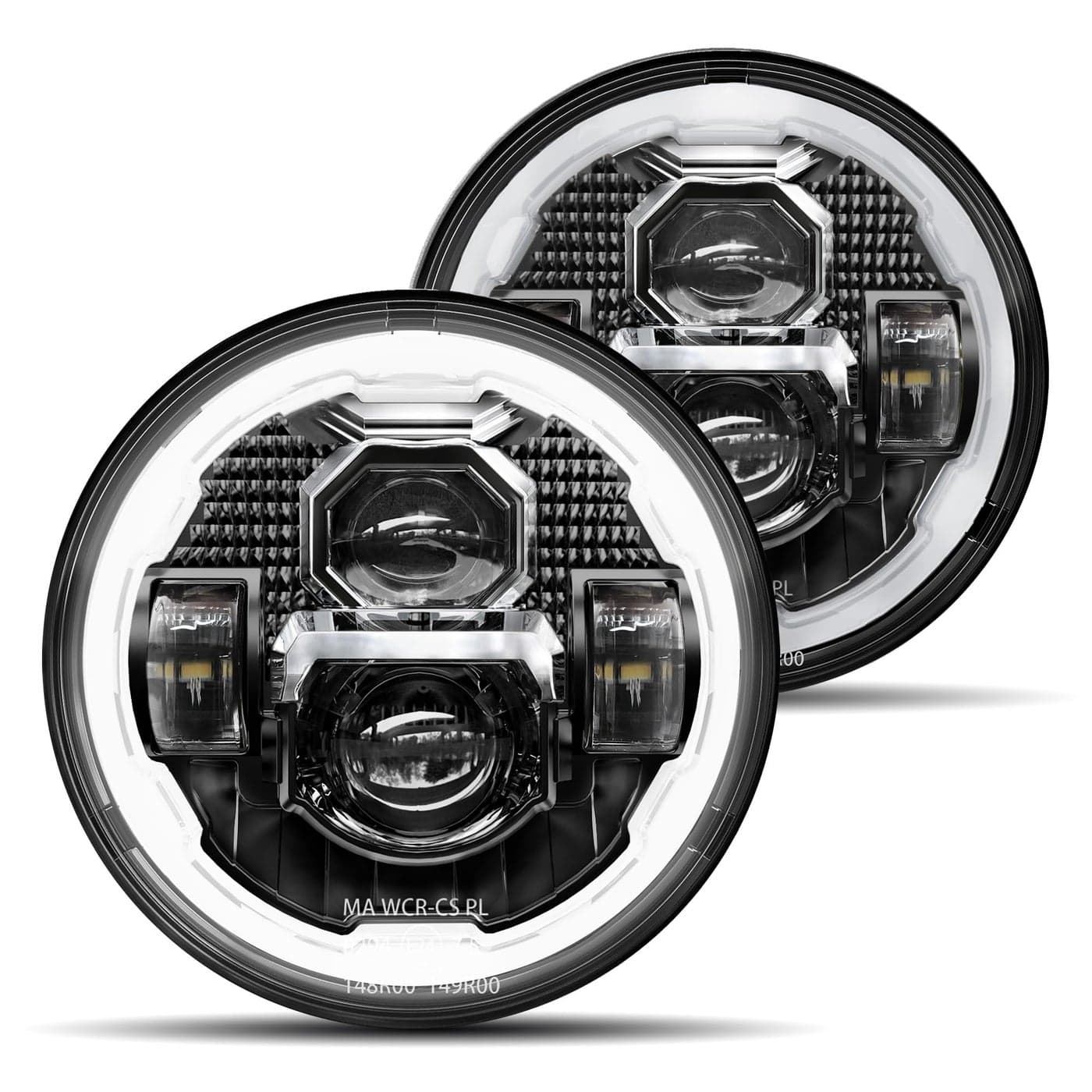 HWSTAR 2023 1000 Bright Antiglare 7 Inch Halo Led Headlights Round Compatible with Jeep Wrangler JK JKU TJ LJ Chevy Ford GMC Dodge Mazda VW Mack etc DOT wDRL Turn Signal H6024 HiLow Seale Beam