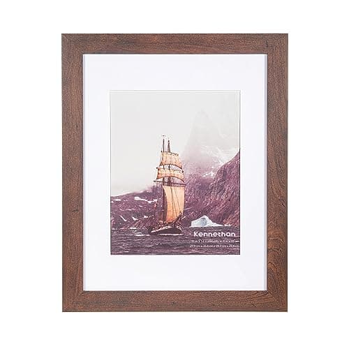 kennethan 11x14 Picture Frame Dark Brown 1 Pcs in 1 set Wooden Frame can Display 8x10 Picture with Mat or 11x14 Without Mat on the Wall for home decoration,holiday gift